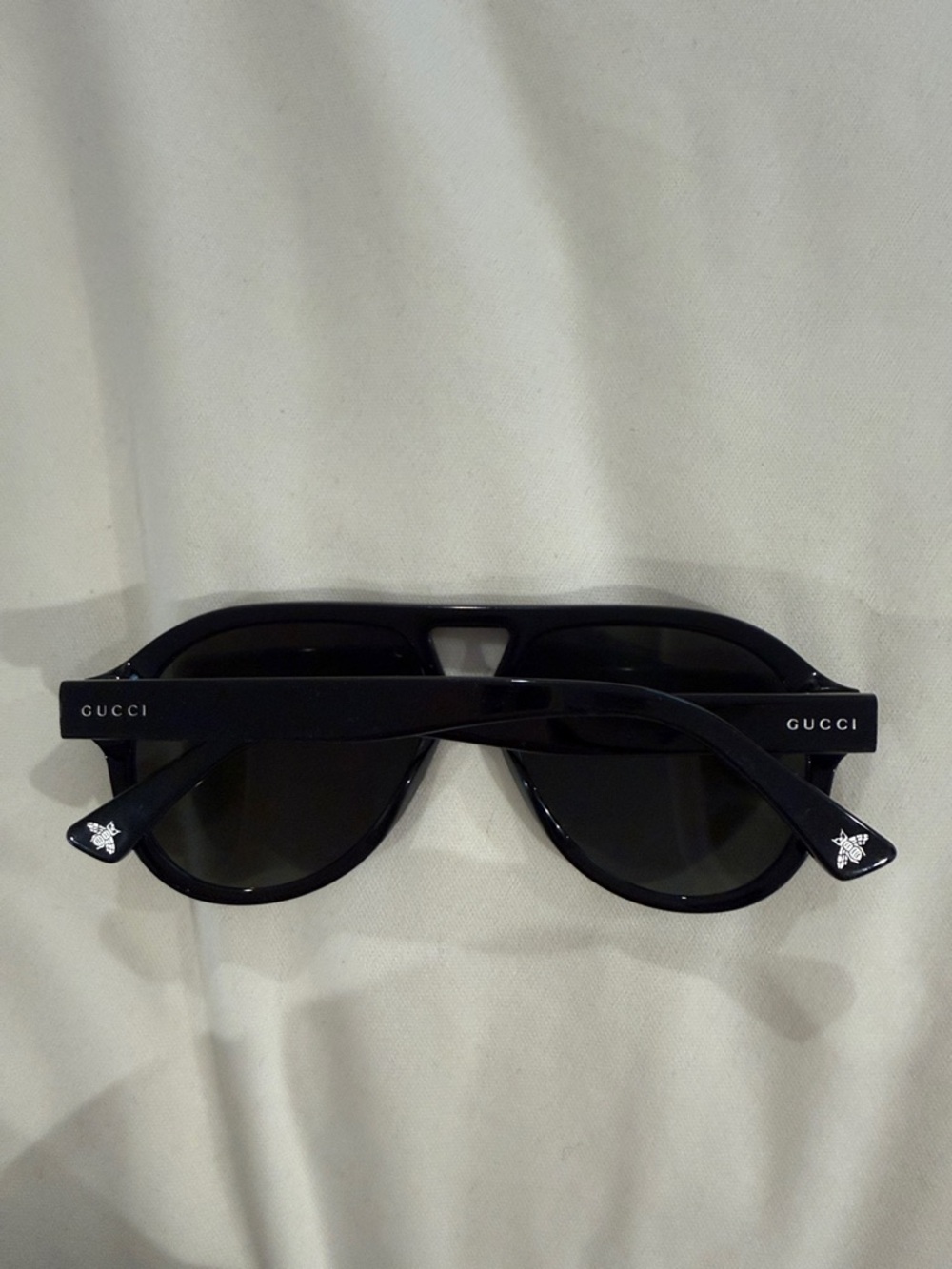 Gucci Black Glossy Aviator Sunglasses - Picture 3 of 5